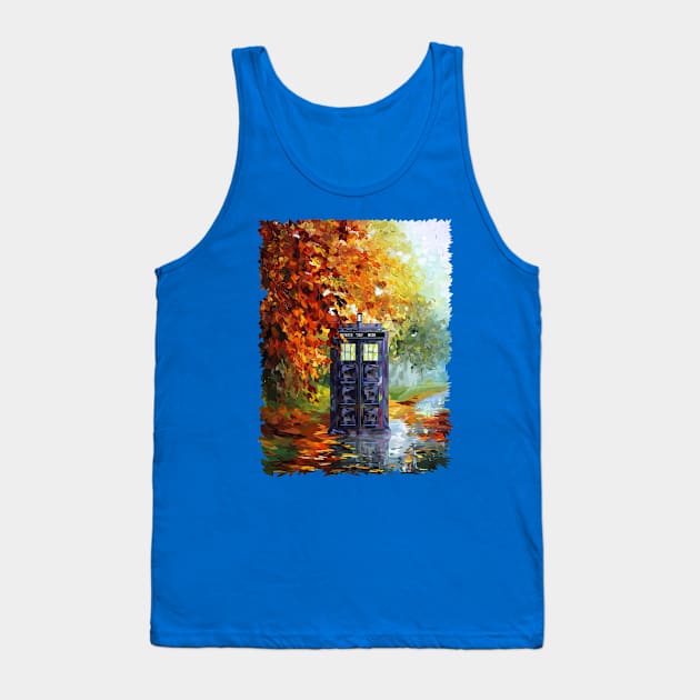 Blue Phone booth at fall zone Tank Top by Dezigner007